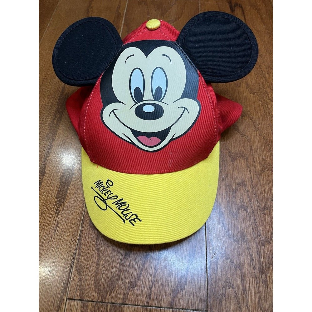 Child Youth Mickey Mouse Baseball Cap Hat with Ears Yellow & Red Disney World